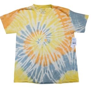Kids Autumn Spiral Wash Tie Dye T-Shirt Yellow Orange Blue XL 14/16 NWT